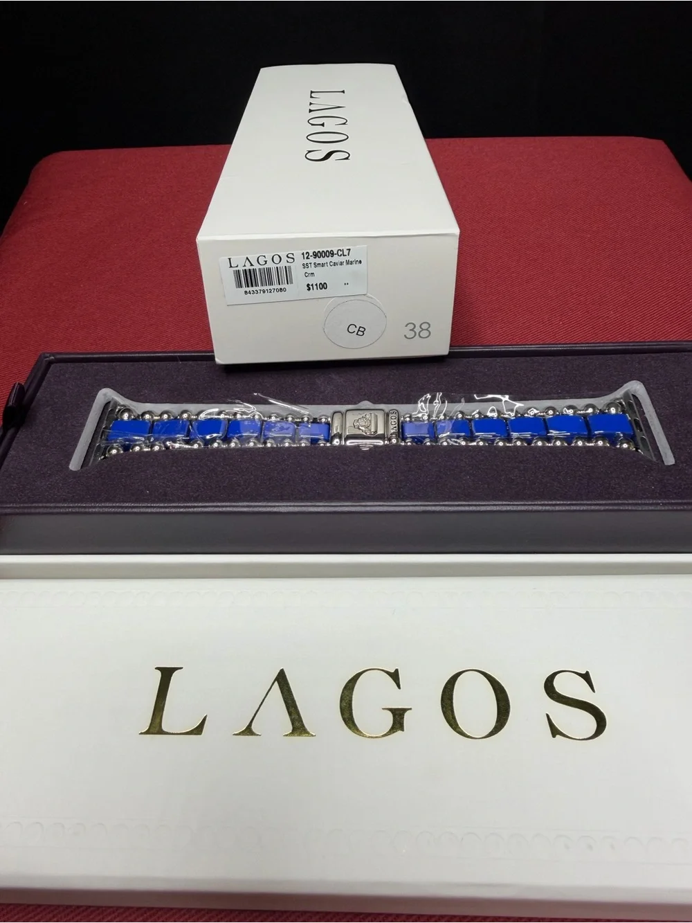 LAGOS Sterling Silver & Blue Ceramic Apple Watch Band